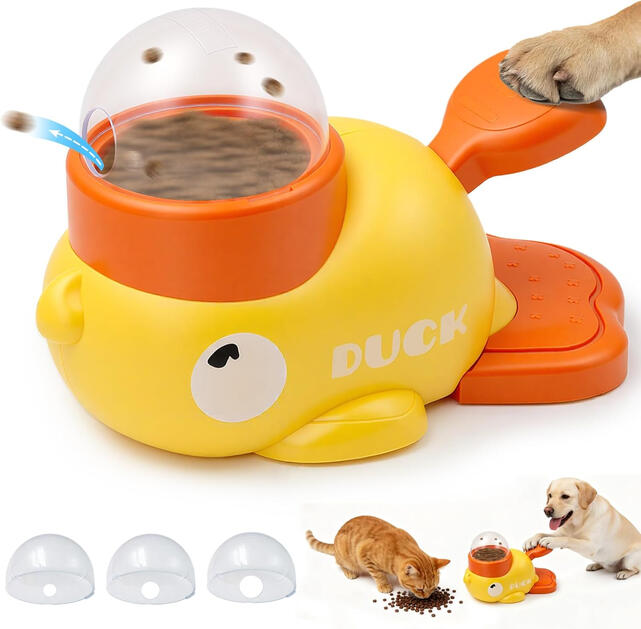 It took him a while to figure this out. This interactive feeder would keep your dog from being bored!